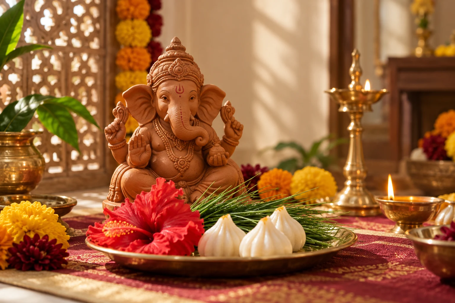 Illustrative Ganesh Puja ritual setting