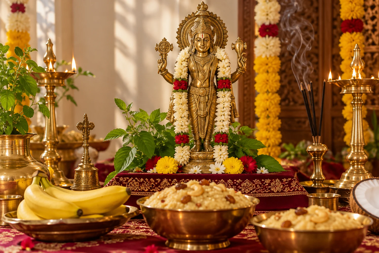 Illustrative Satyanarayan Puja ritual setting